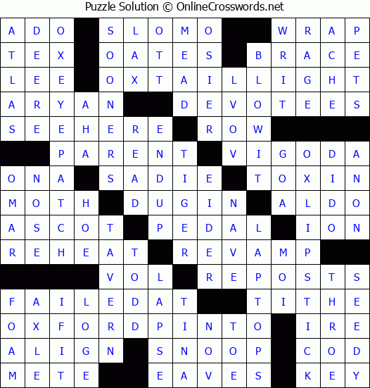 Free Online Crossword Puzzles Solutions