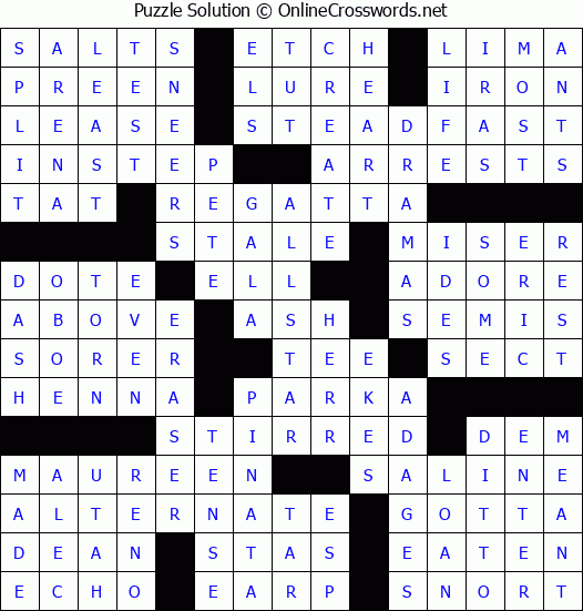 Solution For Crossword Puzzle 73956