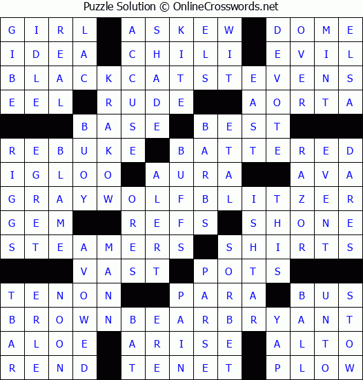 Solution for Crossword Puzzle #1120