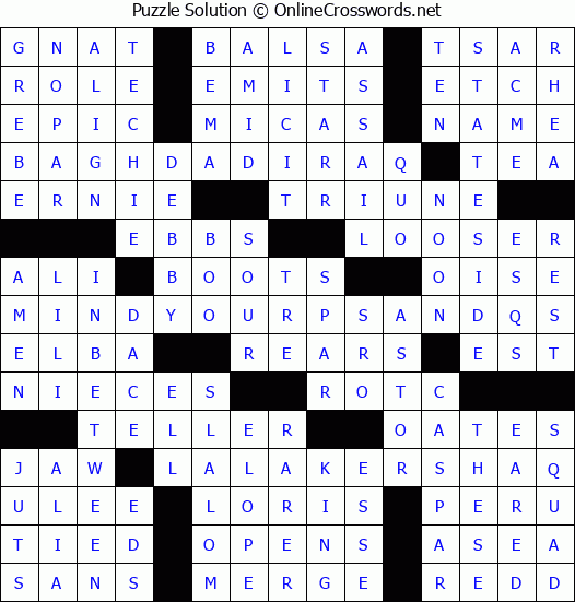 Solution for Crossword Puzzle #1191