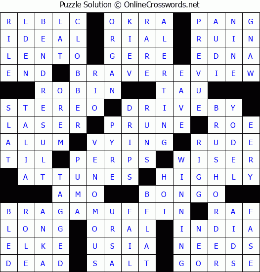 Solution for Crossword Puzzle #1192