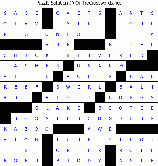 Solution for Crossword Puzzle #1227