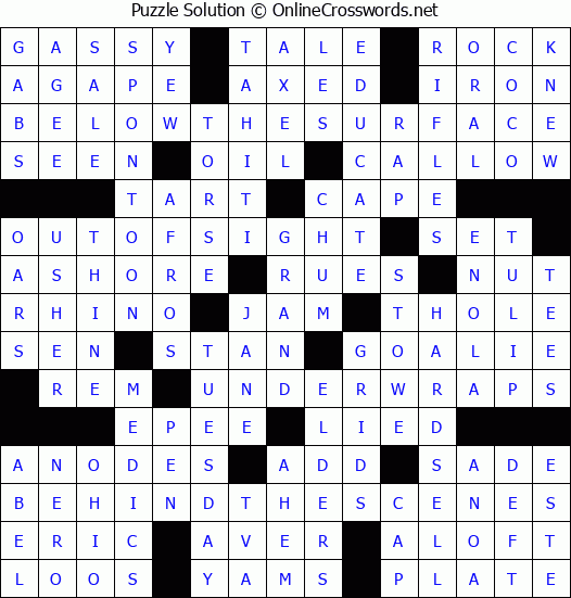 Solution for Crossword Puzzle #1278