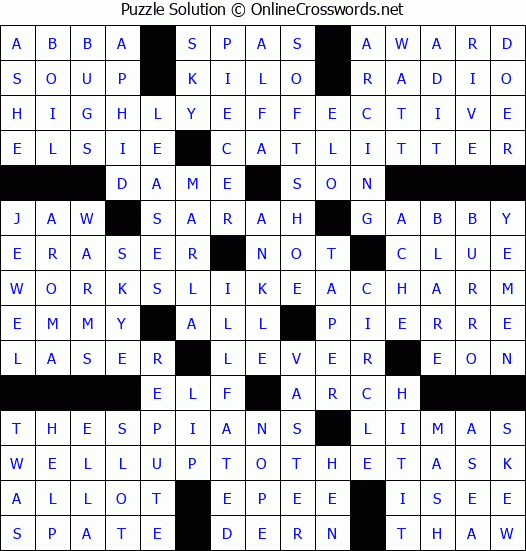 Solution for Crossword Puzzle #1412