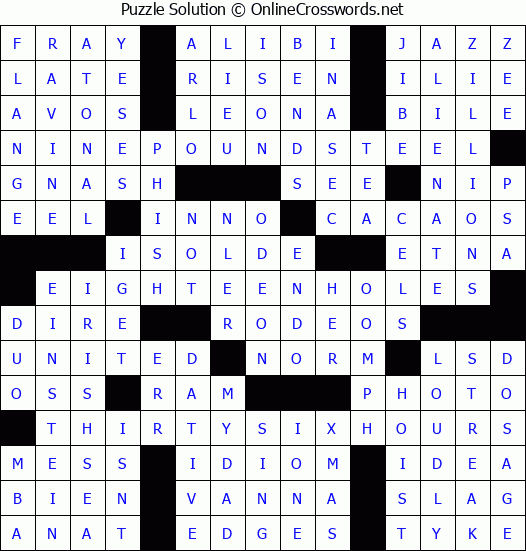 Solution for Crossword Puzzle #1649