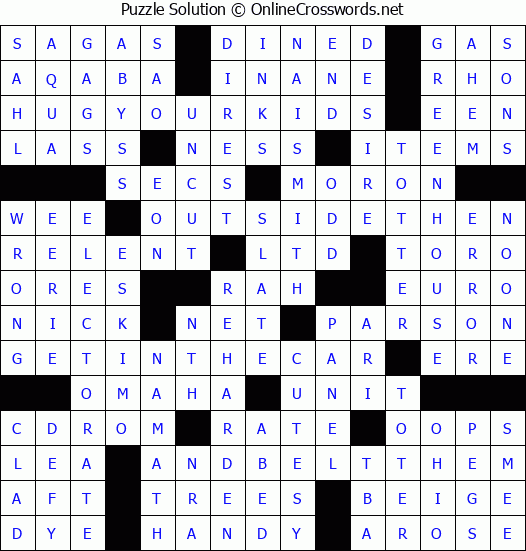 Solution for Crossword Puzzle #1876