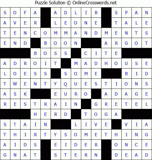 Solution for Crossword Puzzle 1977