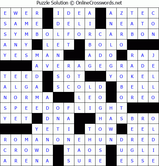 Solution for Crossword Puzzle #2022