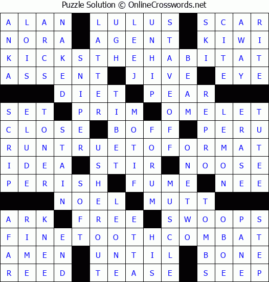 Solution for Crossword Puzzle 2025