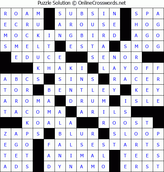 Solution for Crossword Puzzle #2173