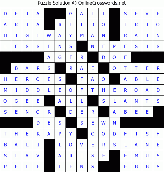 Solution for Crossword Puzzle #2251