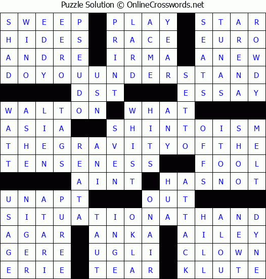 Solution for Crossword Puzzle #2574