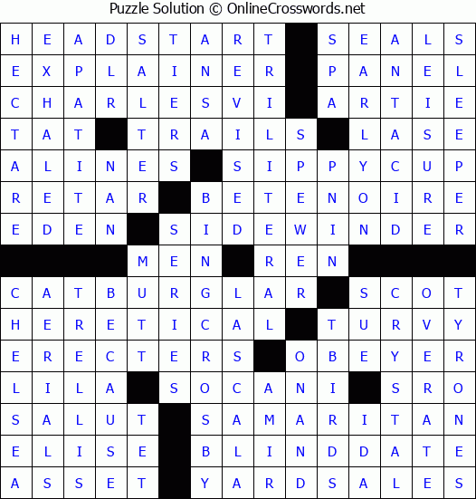 Solution for Crossword Puzzle #4109