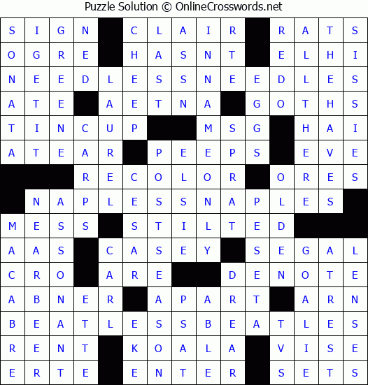 Solution for Crossword Puzzle #4141