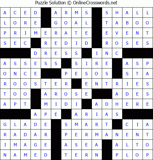 Solution for Crossword Puzzle #49793