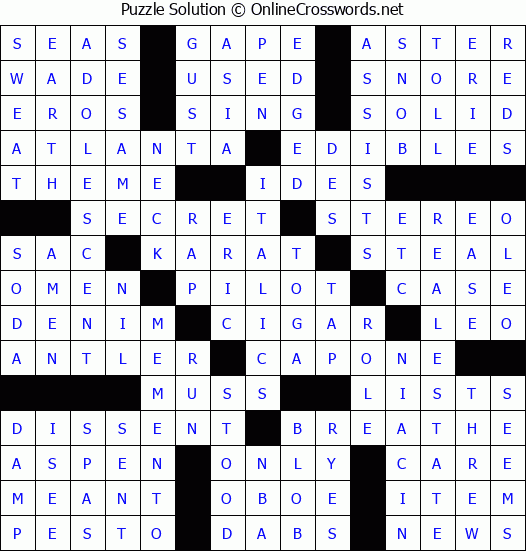 Solution for Crossword Puzzle #49907