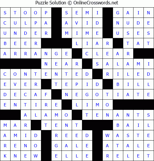 Solution for Crossword Puzzle #50151