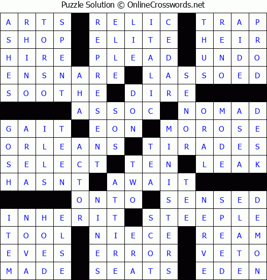 Solution for Crossword Puzzle #51258