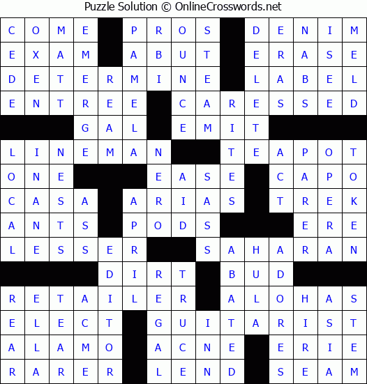 Solution for Crossword Puzzle #51523