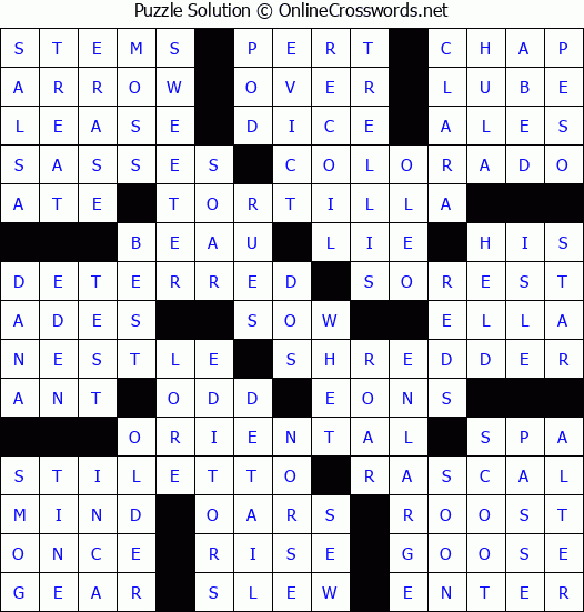 Solution for Crossword Puzzle #51595