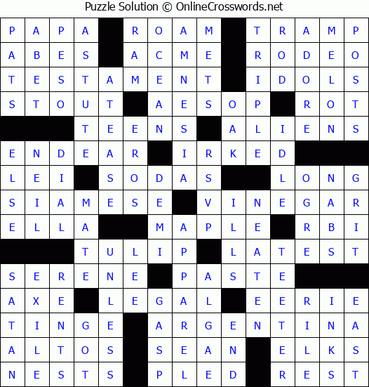 Solution for Crossword Puzzle #52063