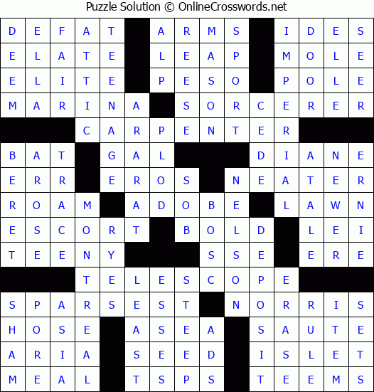 Solution for Crossword Puzzle #54236