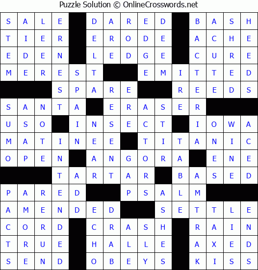 Solution for Crossword Puzzle #56436