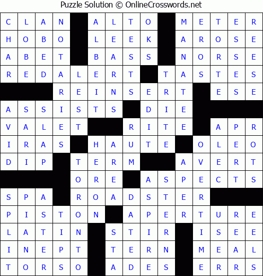 Solution for Crossword Puzzle #57663