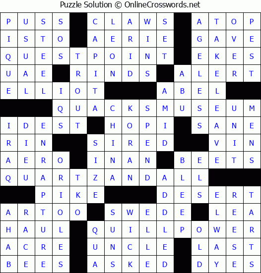 Solution for Crossword Puzzle #5897