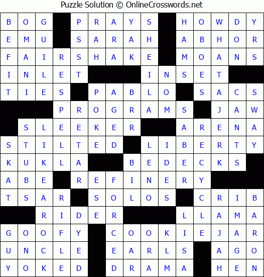 Solution for Crossword Puzzle #6250