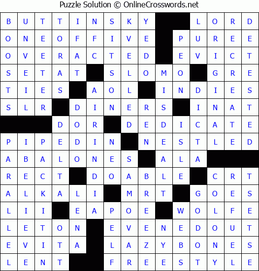 Solution for Crossword Puzzle #6260