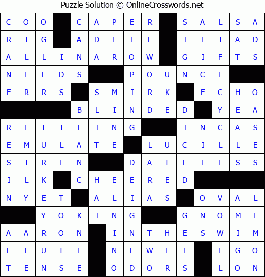 Solution for Crossword Puzzle #6334