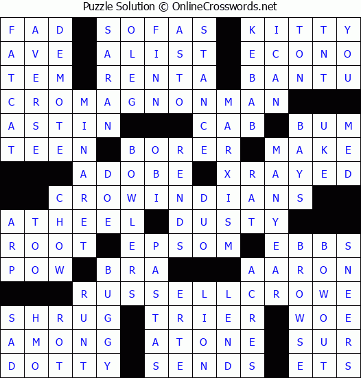 Solution for Crossword Puzzle #6341