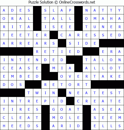 Solution for Crossword Puzzle #66743