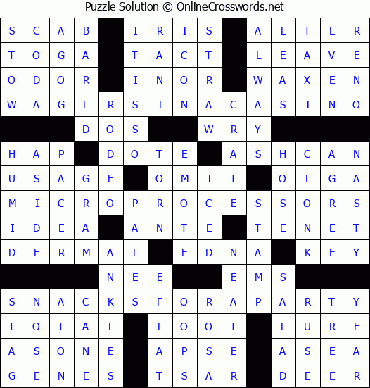 Solution for Crossword Puzzle #6733