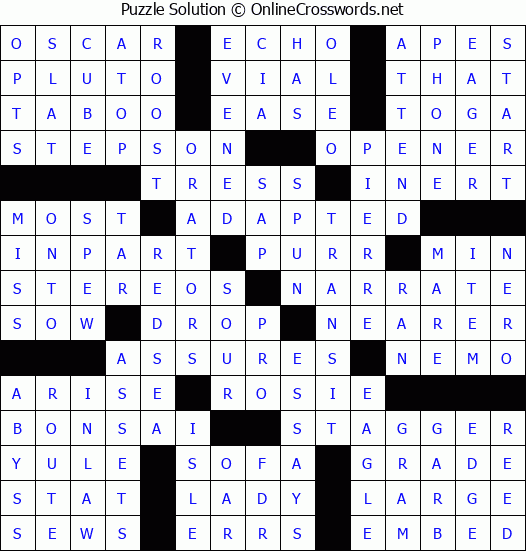 Solution for Crossword Puzzle #68522