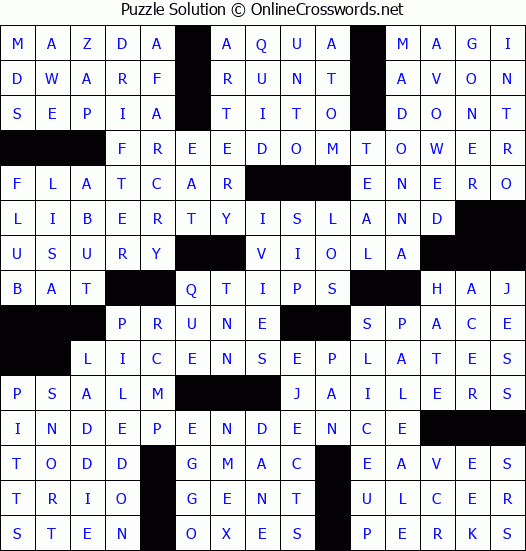 Solution for Crossword Puzzle #7039