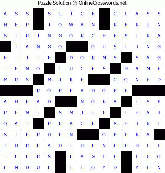 Solution for Crossword Puzzle #7102