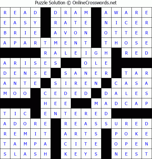 Solution for Crossword Puzzle #71272