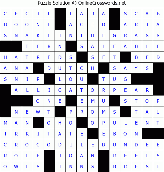 Solution for Crossword Puzzle #725