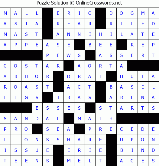 Solution for Crossword Puzzle #72896