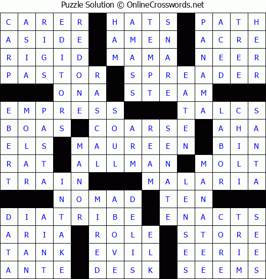 Solution for Crossword Puzzle #74994