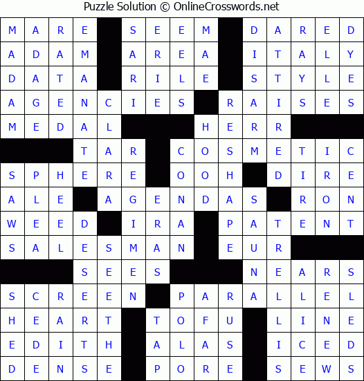 Solution for Crossword Puzzle #76375