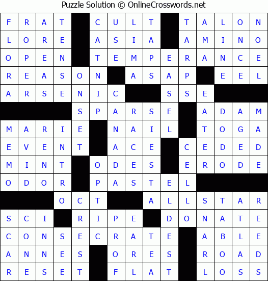 Solution for Crossword Puzzle #79869