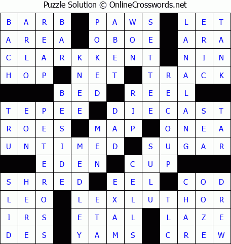 Solution for Crossword Puzzle #8046