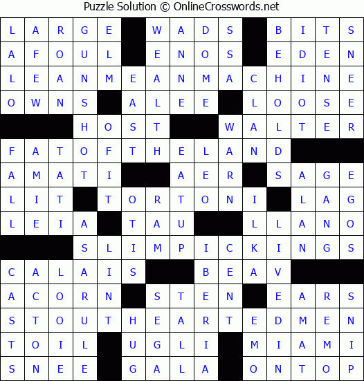 Solution for Crossword Puzzle #821