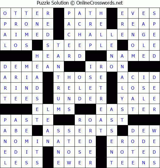 Solution for Crossword Puzzle #82812