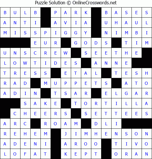 Solution for Crossword Puzzle #8365