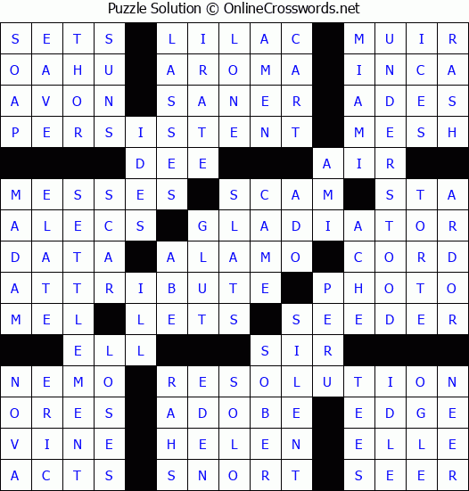 Solution for Crossword Puzzle #84153
