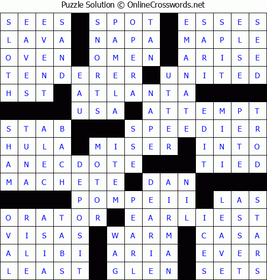 Solution for Crossword Puzzle #85889